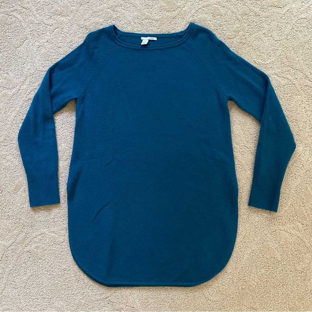 Halogen Cashmere Wool Blend Women’s Long Sweater Tunic Teal Blue Green Size XXSP